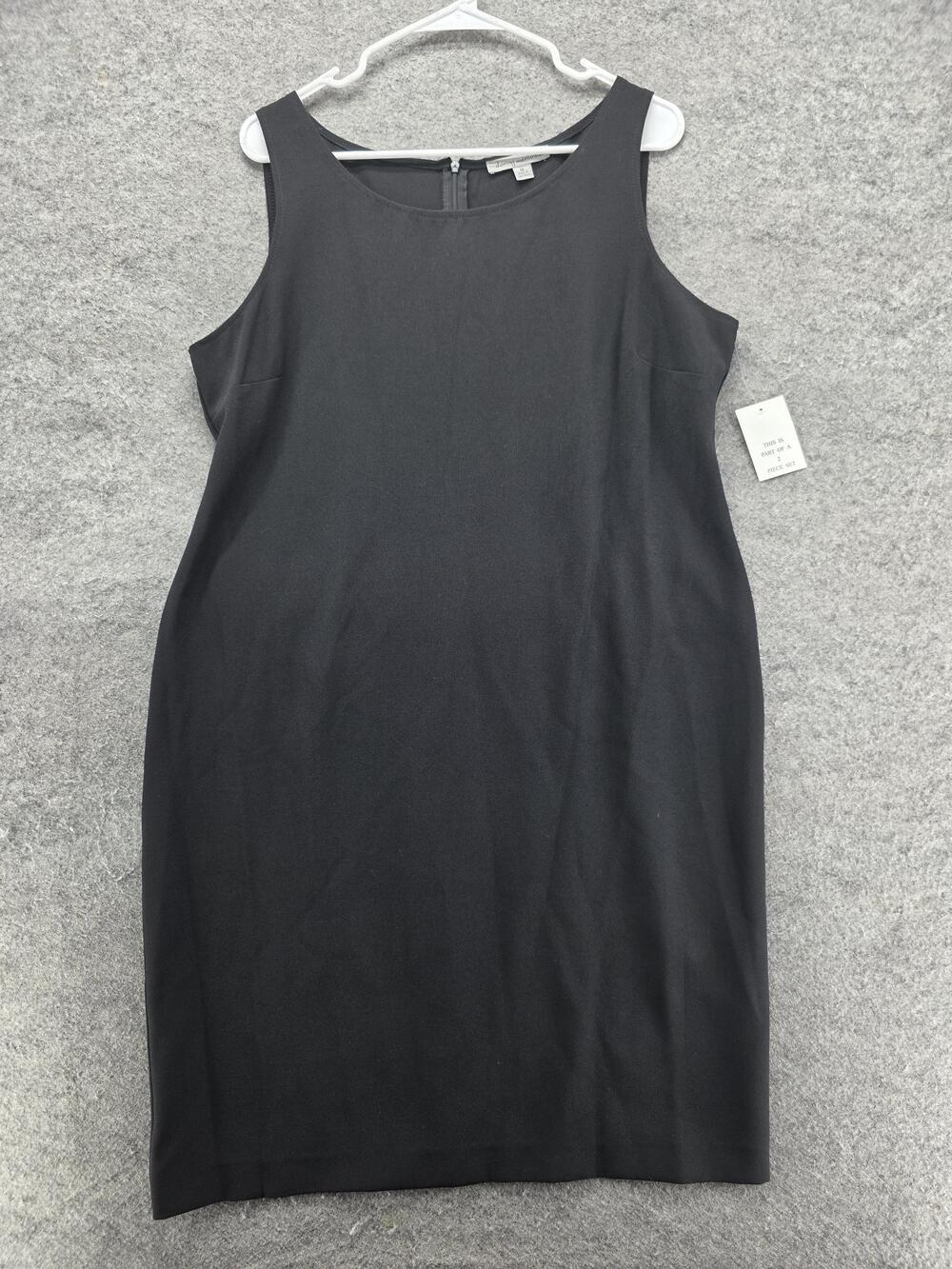 Danny & Nicole Dress Womens 16 Black Sheath Round Neck Knee Length Polyester